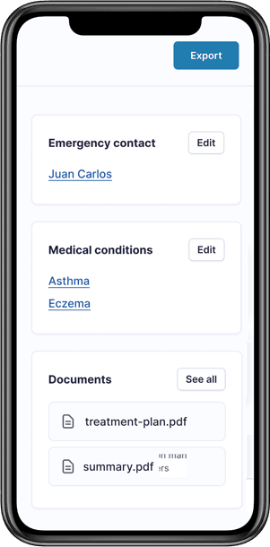 Image of the cancer report screen within the REACHhealth app